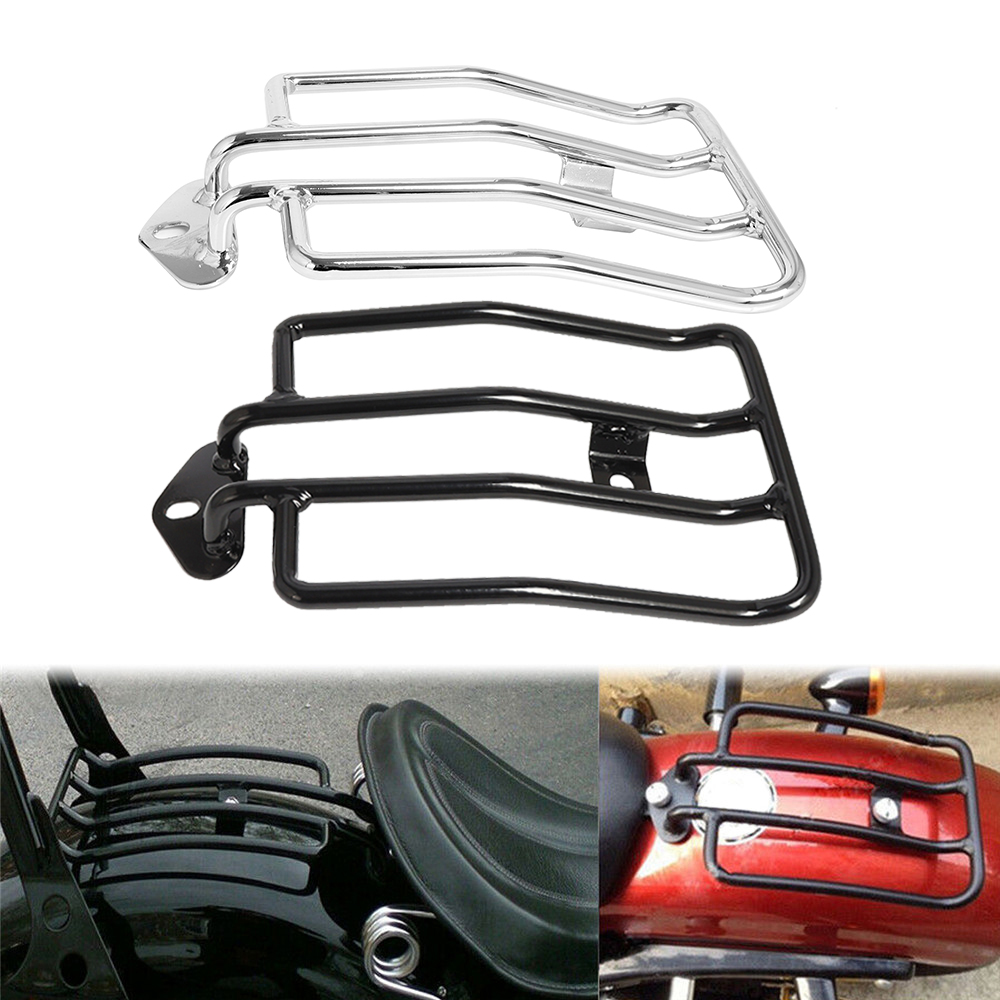 Motorcycle Luggage Rack Rear Carrier Steel - Motorcycle Black / Chrome Rear Solo