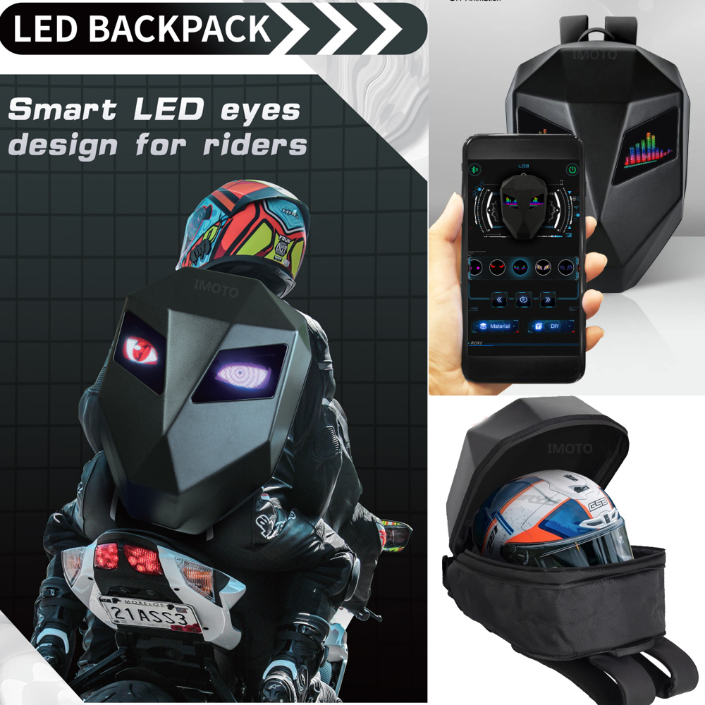 Motorcycle Helmet Backpack Waterproof Led - Knight Riding Backpack with Eyes Motorcycle