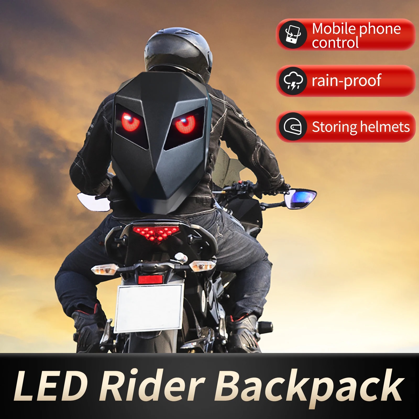 Motorcycle Helmet Backpack Waterproof Led - LED Knight Cycling Backpack with Eye