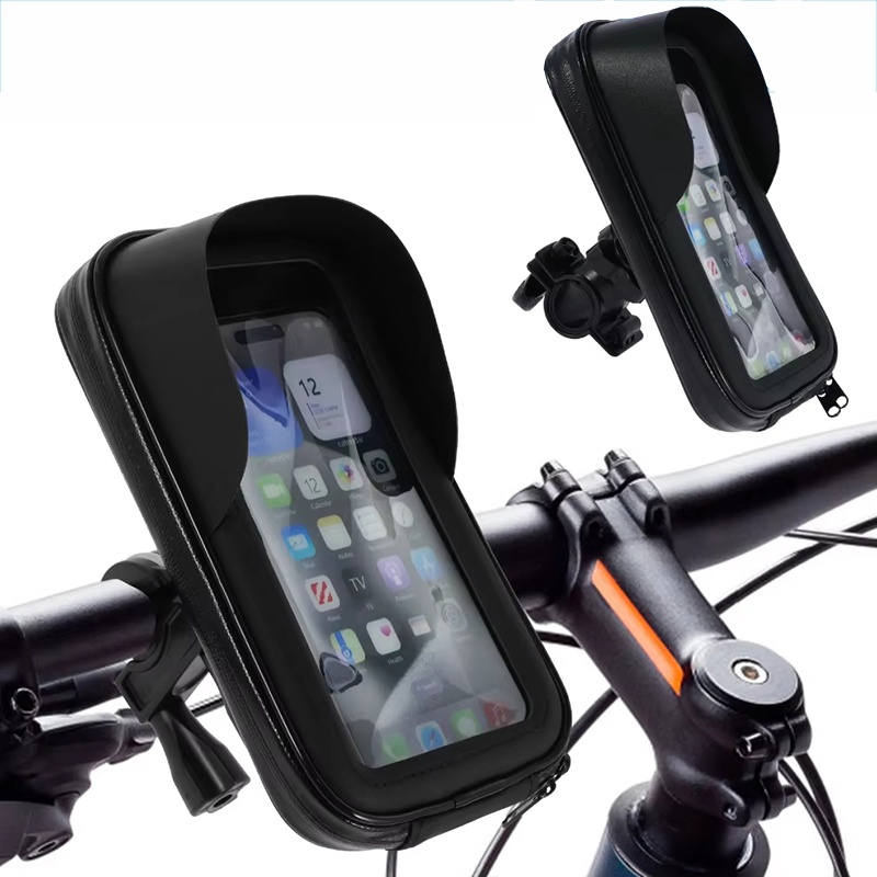 Waterproof Motorcycle Handlebar Bag Pouch - Bike Phone Stand Bag Motorcycle Handlebar