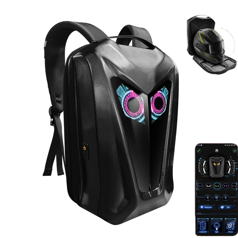 Motorcycle Helmet Backpack Waterproof Led - Led screen backpacks owl bicycle backpack