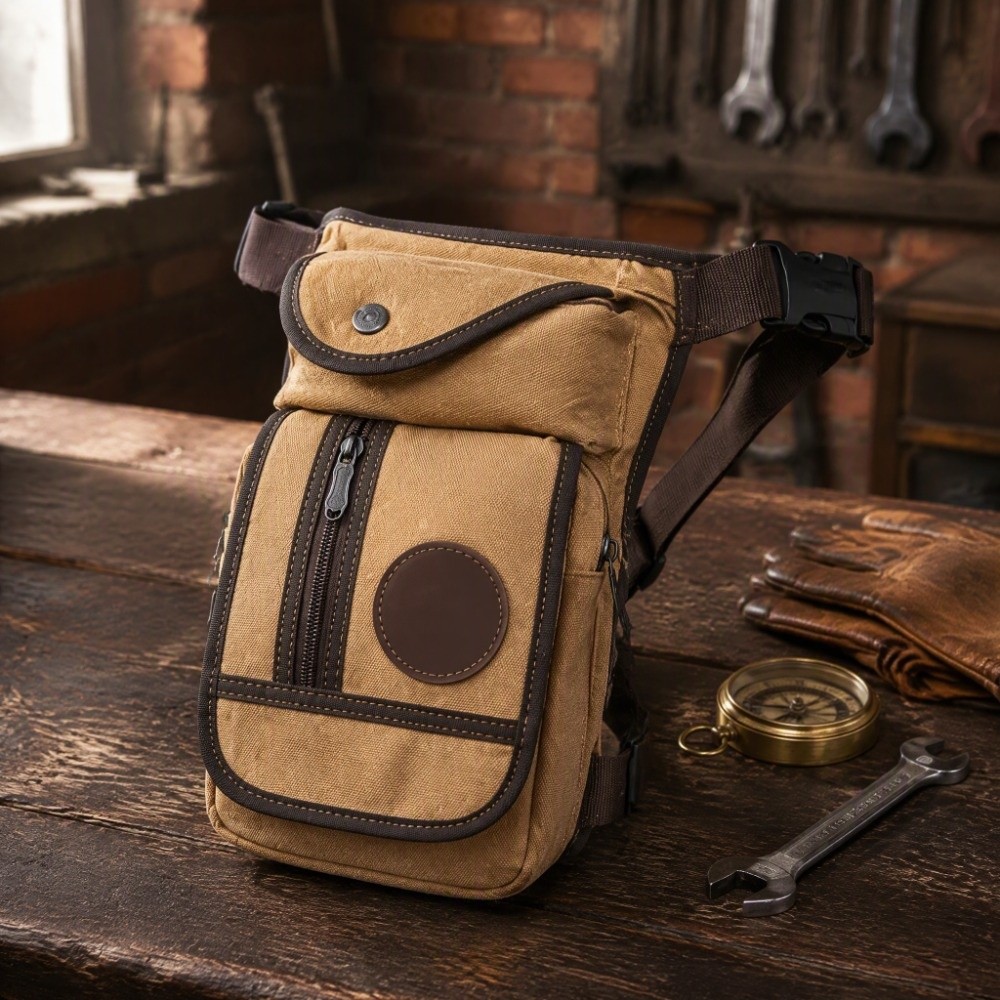 Motorcycle Leg Bag Drop Thigh Pouch - Men Canvas Drop Leg Bag Nylon