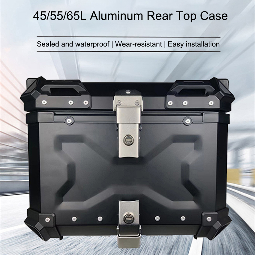 Aluminum Top Case Luggage Box 45L 55L - Motorcycle Rear Top Case Moto Luggage