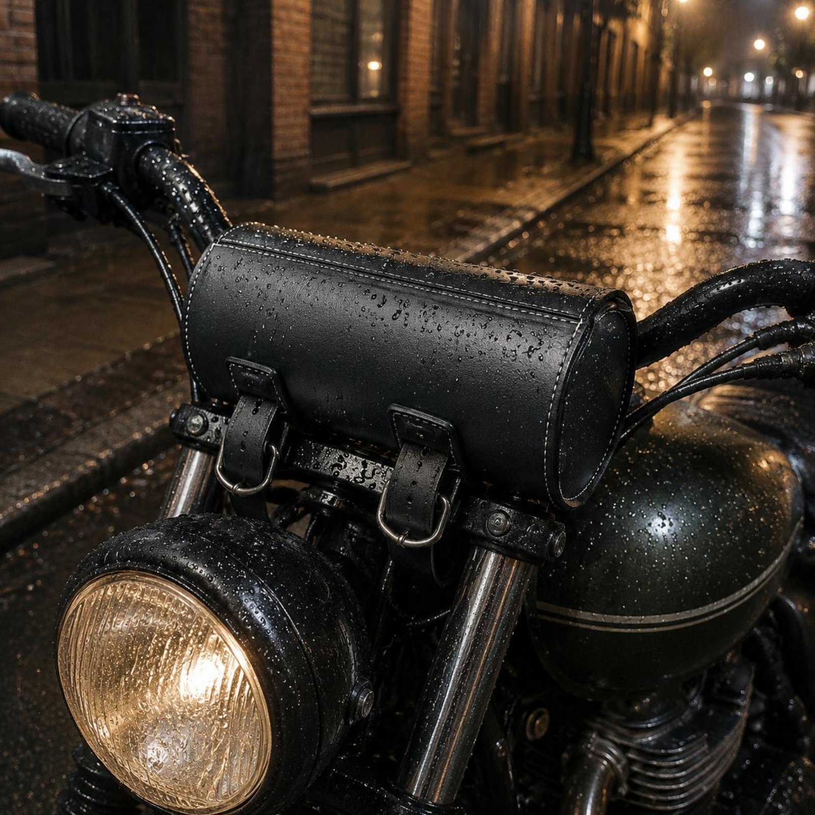 Waterproof Motorcycle Handlebar Bag Pouch - Vintage Leather Motorcycle Bag Wear-Resistant Vintage