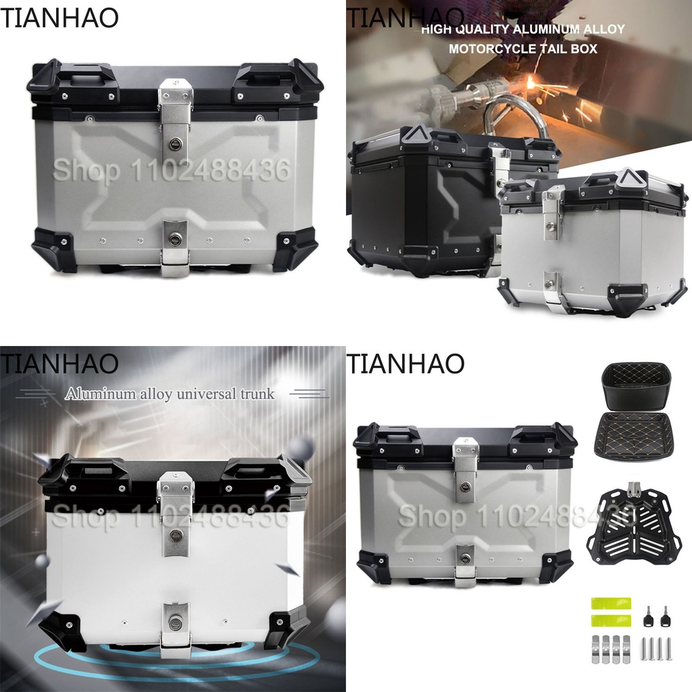 Aluminum Top Case Luggage Box 45L 55L - Universal Motorcycle Rear Trunk Top Case