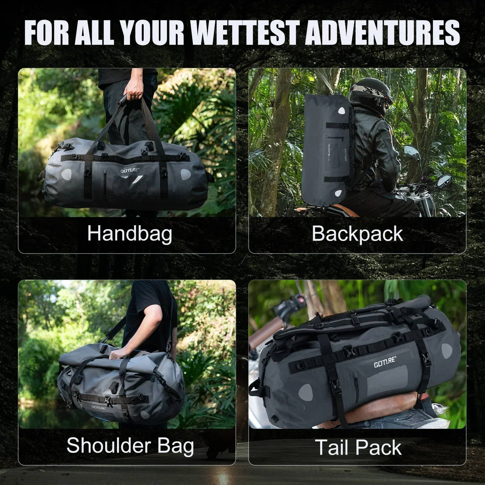 Goture Roll Top Waterproof Dry - đánh giá và giá Motorcycle Tail Bag Waterproof Roll Top