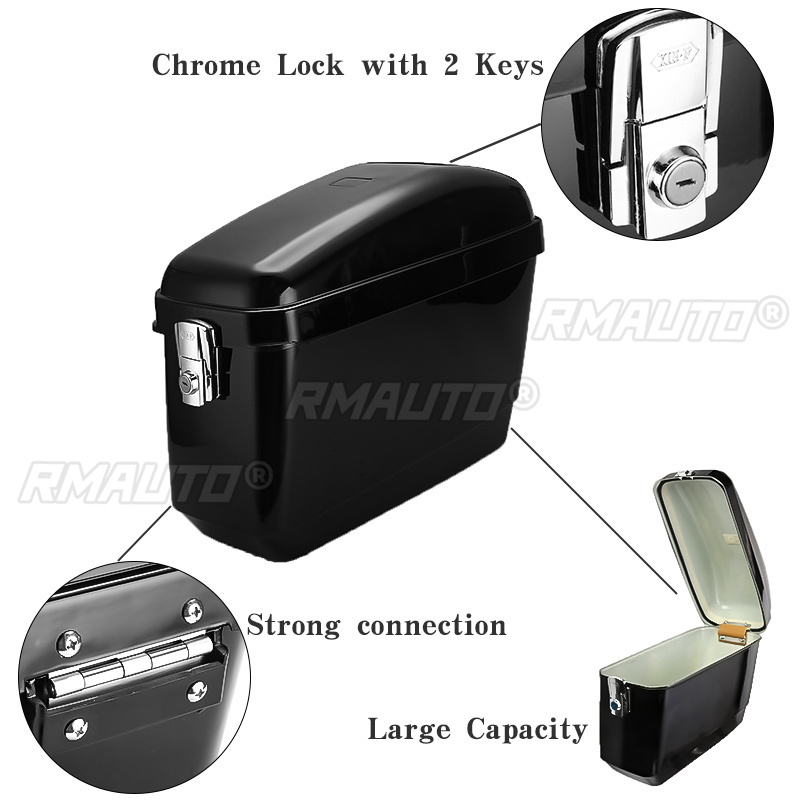 1 Pair Universal 30L Black/Whi - đánh giá và giá Motorcycle Saddlebags Hard Luggage Panniers