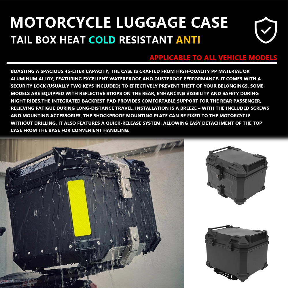 Motorbike Storage Box Top Box  - đánh giá và giá Aluminum Top Case Luggage Box 45L 55L