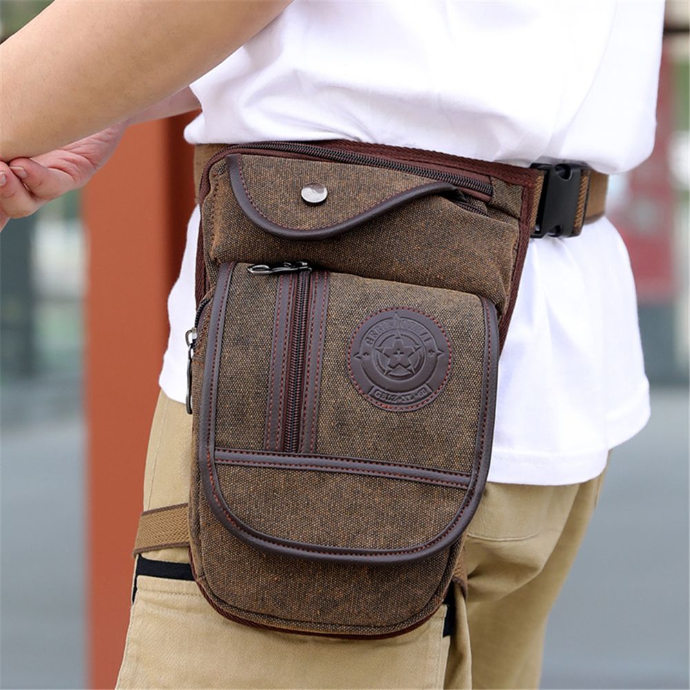 Men Canvas Waist Drop Leg Bag  - đánh giá và giá Motorcycle Leg Bag Drop Thigh Pouch