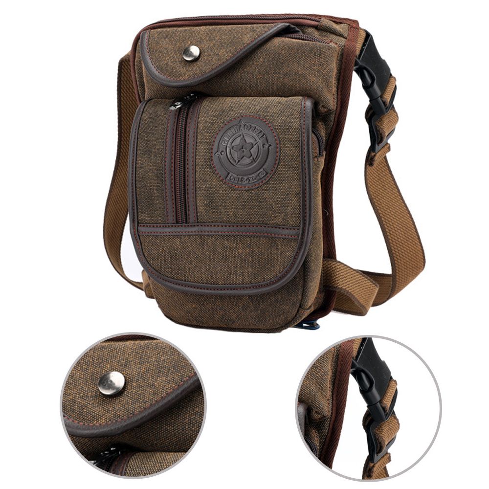 Men Canvas Waist Drop Leg Bag  - đánh giá và giá Motorcycle Leg Bag Drop Thigh Pouch