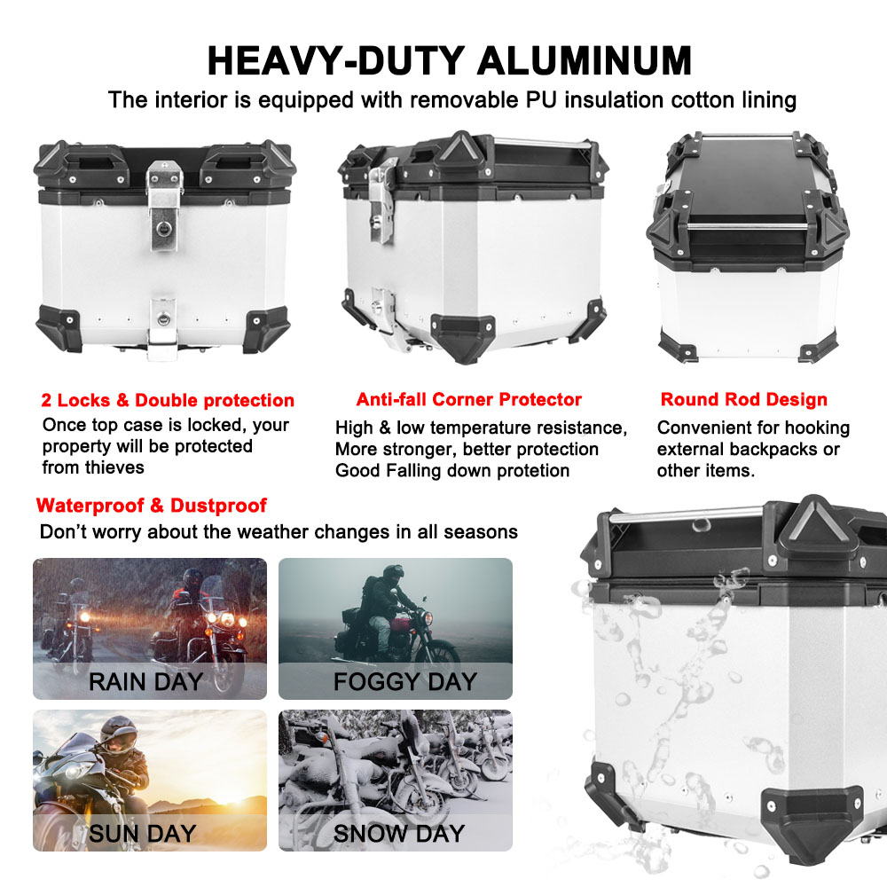 45L 55L 65L Universal Top Box  - đánh giá và giá Aluminum Top Case Luggage Box 45L 55L