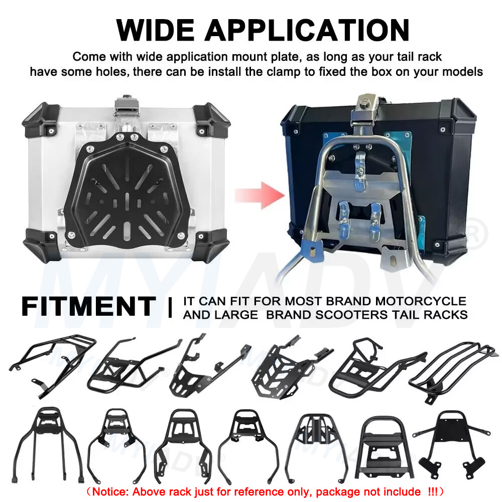 45L 55L 65L Universal Top Box  - đánh giá và giá Aluminum Top Case Luggage Box 45L 55L