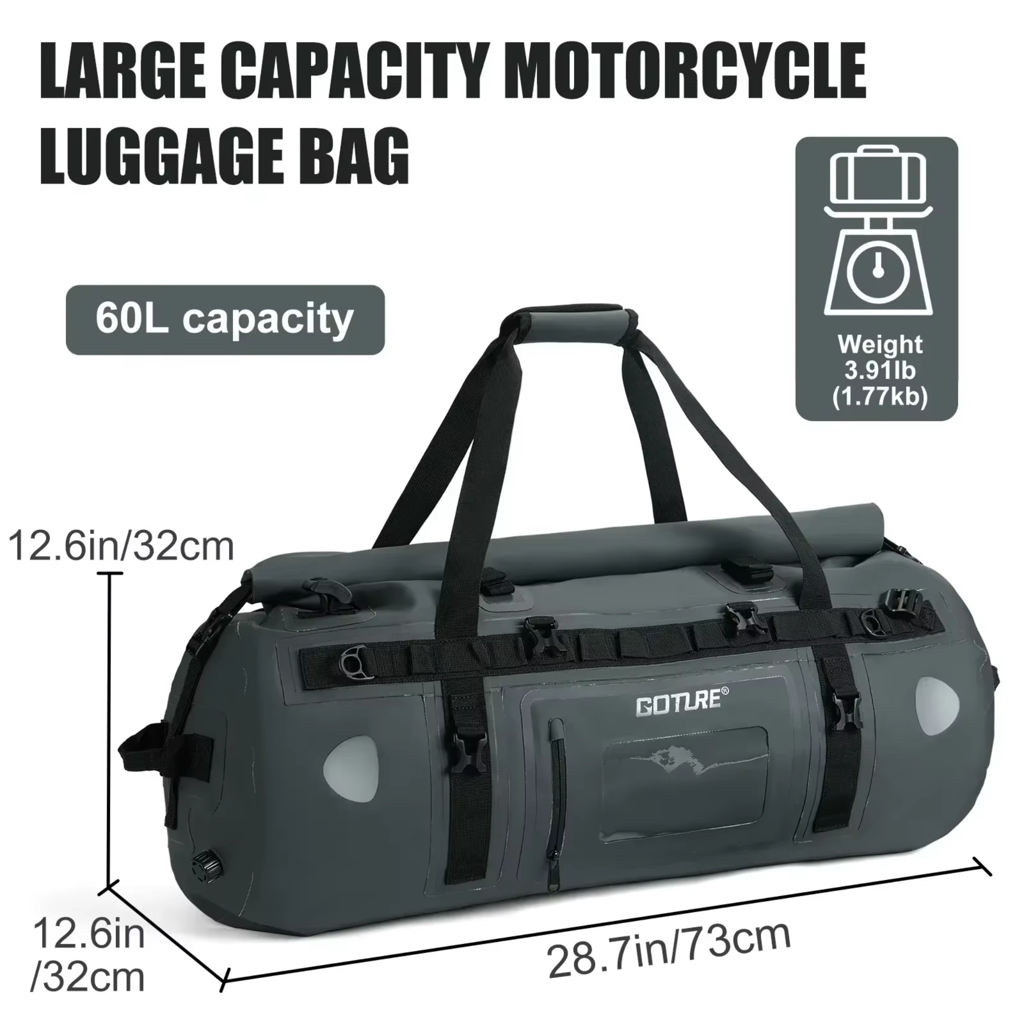 Goture 40/60L Waterproof Motor - đánh giá và giá Motorcycle Tail Bag Waterproof Roll Top
